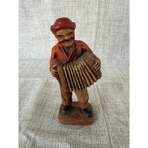 Syroco Wood Hobo Musician Figurine Red Excellent 1940s Accordion Player